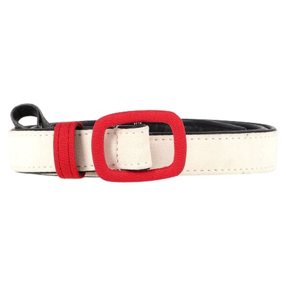 Alessandra Rich Accessories - Alessandra Rich Colorblock Belt in White Leather